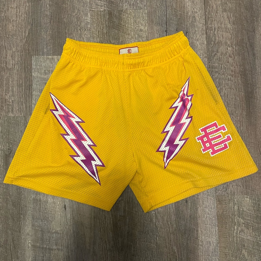 Eric Emanuel EE Basic Lightning Bolt Shorts - Size M (Yellow/Pink/Purple)